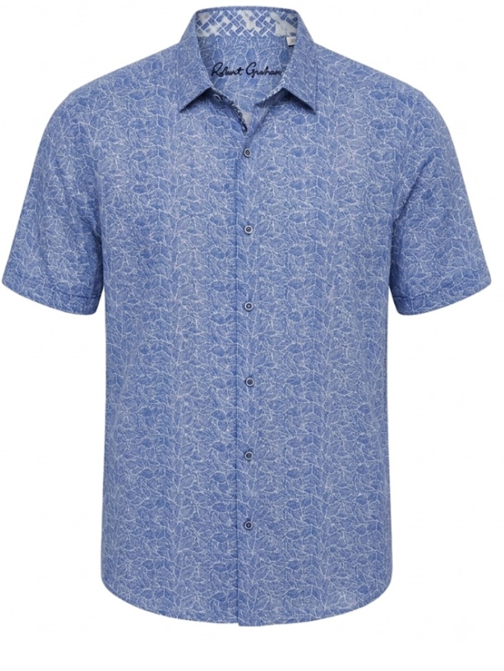 Robert Graham Vinaco Blue Short-Sleeve Button-Down Linen Blend 2X NWT